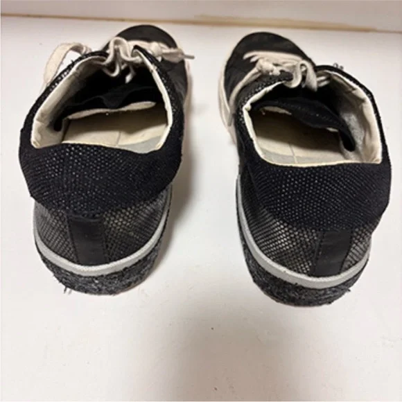 Black Dolce Vita Women's Zina Leather Metallic Gunmetal Sneaker - Like New Sz 10 - Picture 7 of 8